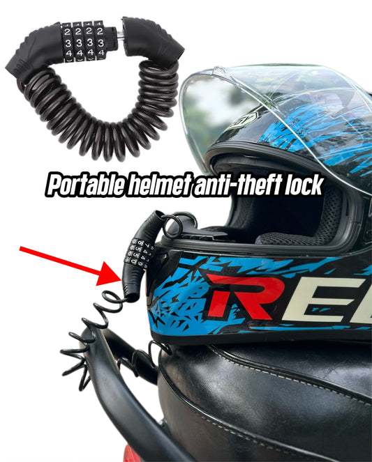 Universal Motorcycle Helmet Cable Lock - 4-Digit Combination Anti-Theft Security Cable